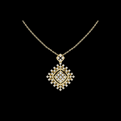Round Lab Grown Diamond Geometric Square Pendant Necklace
