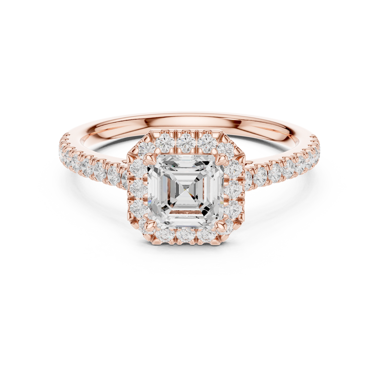 Square Asscher Cut Lab Grown Diamond Halo Ring - view 2