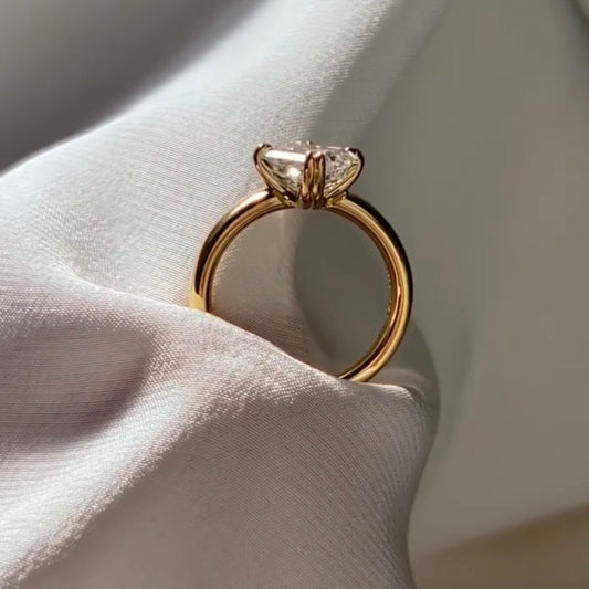 Asscher Moissanite With Four Prong Solitaire Engagement Ring - view 3
