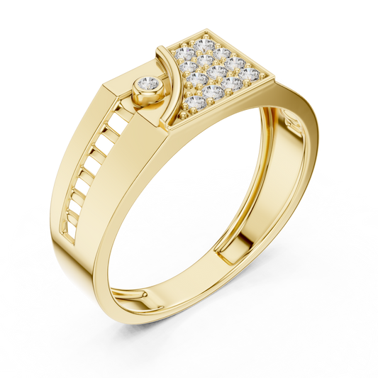 Round Cut Lab Grown Diamond Men's Bezel Accent Trapezoid Pave Band - view 4