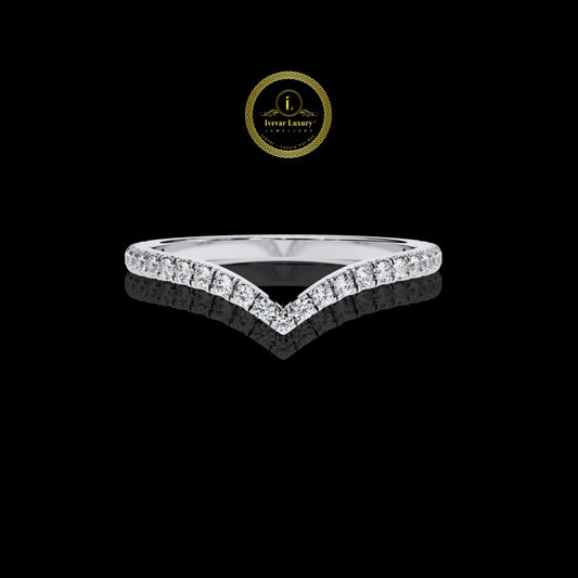 Chevron Brilliant Round Moissanite Wedding Eternity Band - view 3
