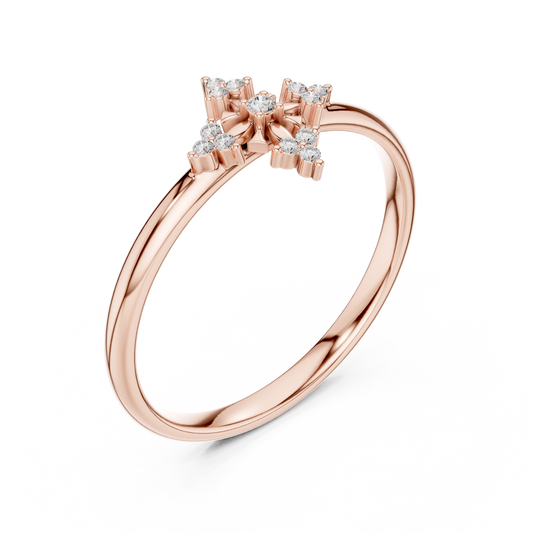 Round Moissanite Floral Cluster Ring with Minimal Petal Design - view 3