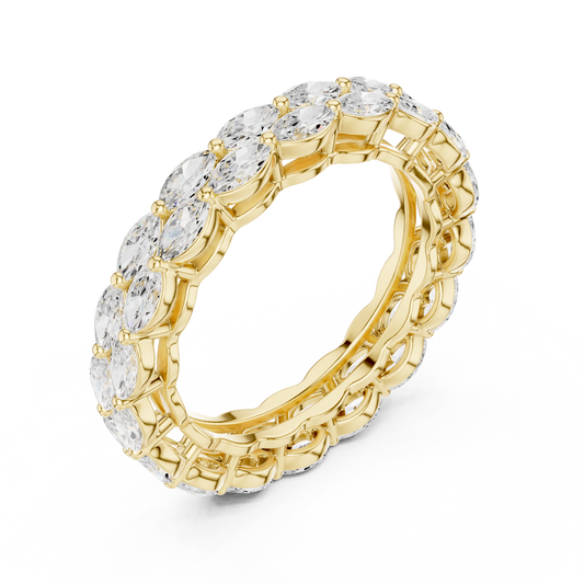 Scalloped Marquise Cut Lab Diamond Eternity Wedding Band - view 4