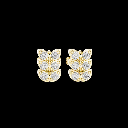 0.42 TCW Modern Butterfly Moissanite Diamond Stud Earrings with Triple Row Brilliant Design