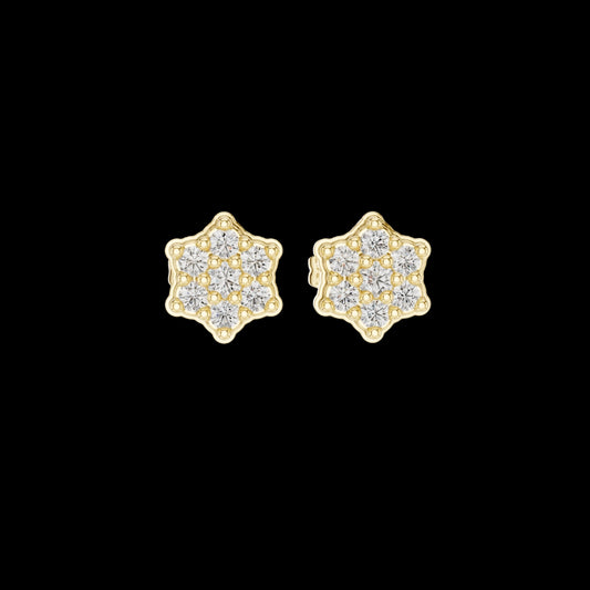0.31 TCW Celestial Star Moissanite Diamond Stud Earrings Cluster Sparkle with Scalloped Edges