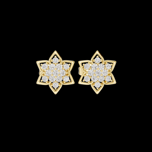 0.23 TCW Starluxe Star Shaped Cluster Stud Earrings with Round Moissanite Diamonds