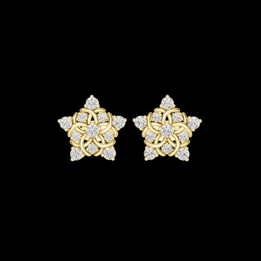 0.42 TCW Perfect Moissanite Star Floral Stud Earrings With Intricate Swirl Design and Brilliant Sparkle