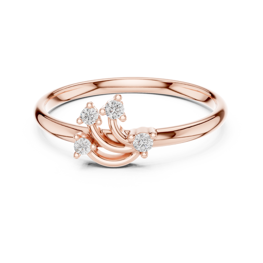 Round Cut Lab Diamond Curved Cluster Ring for Women - view 2