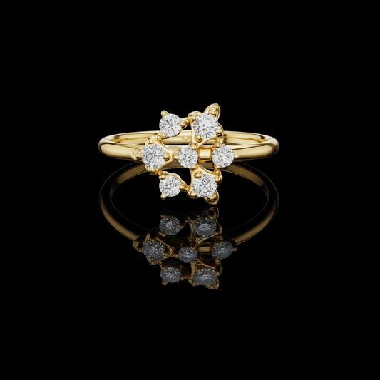 0.20 TCW Radiant Star Shaped Bloom Ring in Lustrous Moissanite Diamonds