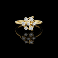 0.35 TCW Radiant Star Shaped Bloom Ring in Lustrous Moissanite Diamonds