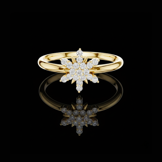 0.114 TCW Radiant Starburst Lab Grown Diamond Cluster Ring Sparkling Celestial Design Fine Jewelry