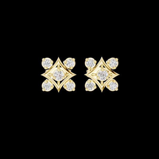 0.33 TCW Starframe Geometric Cluster Stud Moissanite Diamond Earrings with Gold Finish For Gift
