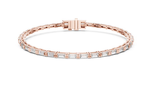 3.70 TCW Designer Baguette Cut Moissanite Diamond Bracelet with Contemporary Geometric Links