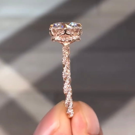 Swirling Solitaire Round Cut Moissanite Engagement Ring - view 2
