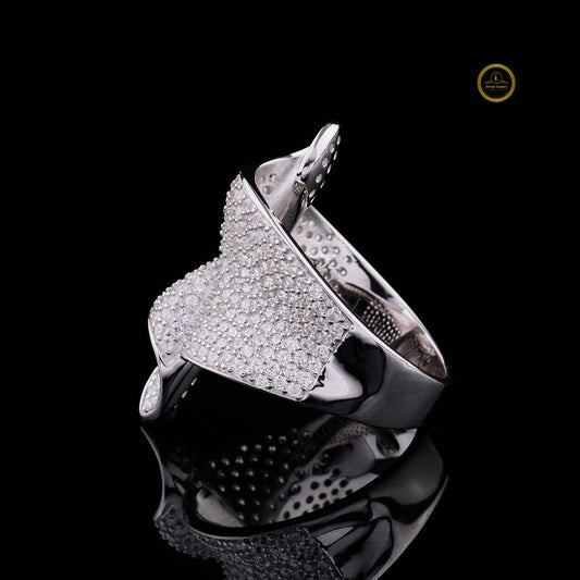 Round Cut Lab Grown Diamond Men's Fluid Wave Full Pave Band - view 2