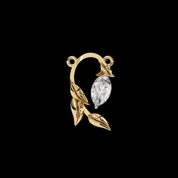 0.47 TCW Golden Grace Marquise Cut Moissanite Diamond Pendant with Artistic Leaf Motif in Luxurious Gold
