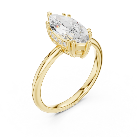 Solitaire Marquise Cut Lab Diamond Ring - view 2