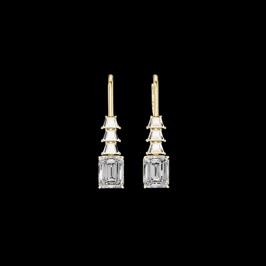 7.42 CT Aurora Step Emerald Cut Moissanite Diamond Drop Earrings in Sleek Luxury