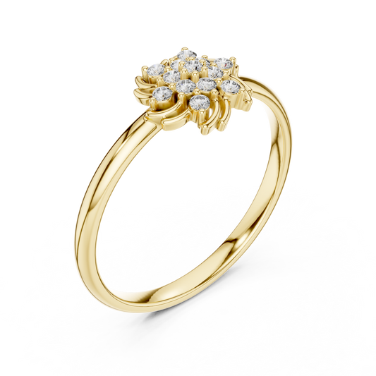 Round Cut Lab Diamond Swirl Floral Cluster Ring - view 4
