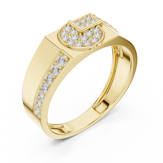 Round Cut Lab Grown Diamond Men's Split Circle Medallion Statement Band - view 4