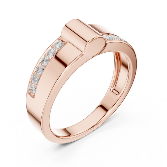 Round Cut Moissanite Men's Two Side Channel Set Gold Band - view 3