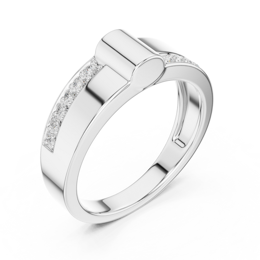 Round Cut Lab Grown Diamond Men's Two Side Channel Set Gold Band - view 4