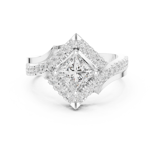 Princess Cut Halo Lab Grown Diamond Square Ring - view 3