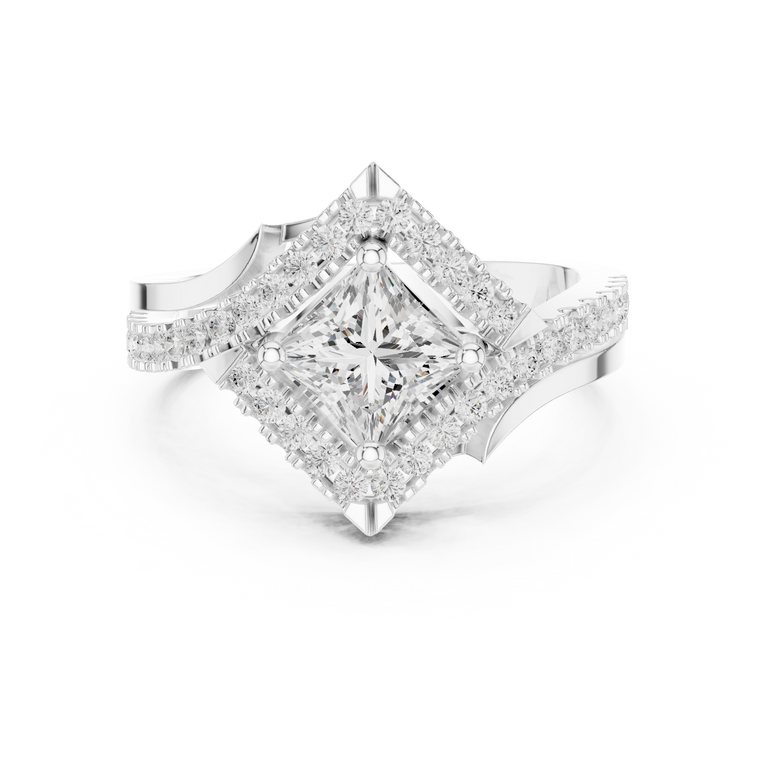 Princess Cut Halo Lab Grown Diamond Square Ring - view 3