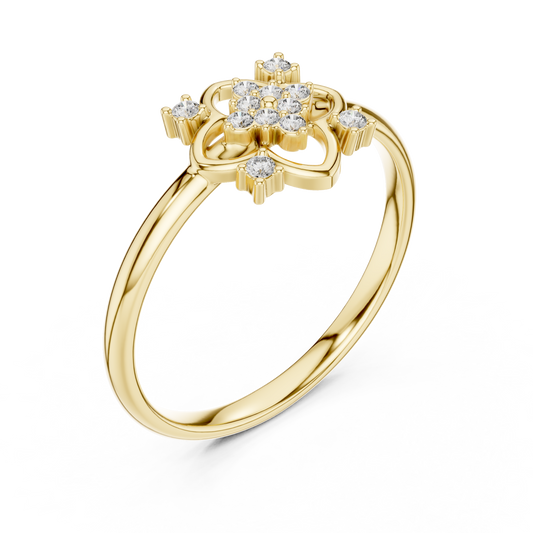 Round Moissanite Clover Floral Ring - view 2