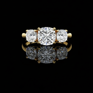 2.27 CT Elegant Three Stone Lab Grown Cushion Cut Diamond Engagement Ring For Her