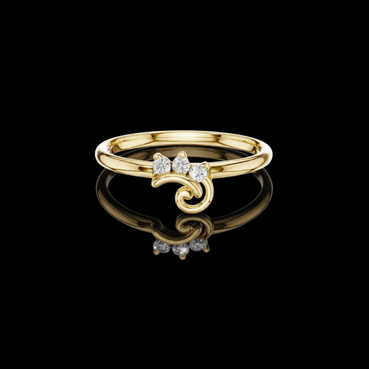 0.042 TCW Swirl Solitaire Band Adorned with a Brilliant Trio of Moissanite Diamonds