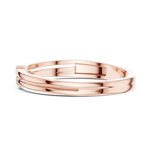 0.024 TCW Delicate Double-Row Band Stacking Minimalist Gold With Scattered Moissanite Diamonds