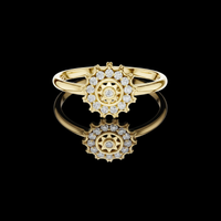 0.40 TCW Sun Inspired Ring Featuring a Central Round Moissanite Diamond