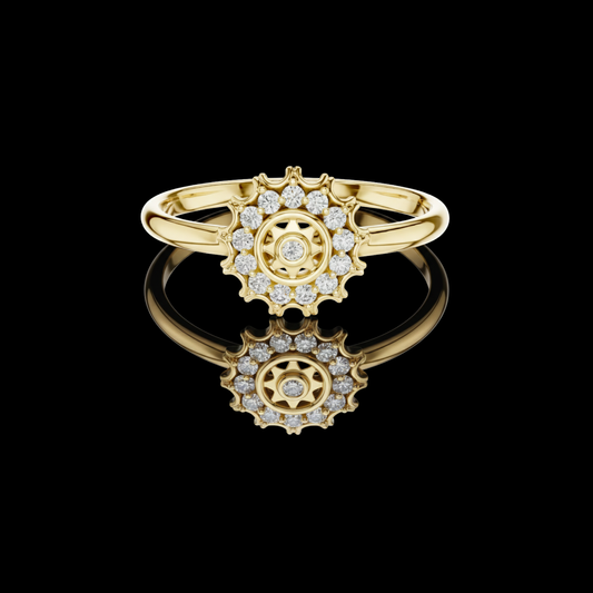 0.40 CT Sun Inspired Ring Featuring a Central Round Lab Grown Diamond