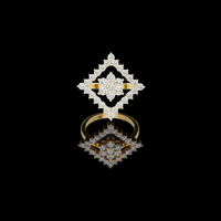 1.00 TCW Artistic Moissanite Diamond Cluster Ring with Openwork Geometric Halo Design