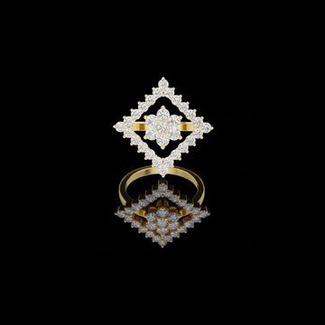 1.00 TCW Artistic Moissanite Diamond Cluster Ring with Openwork Geometric Halo Design
