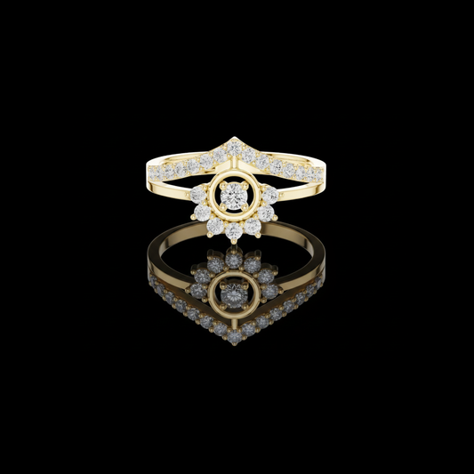 0.37 TCW Trendsetter Round Lab Grown Diamond Sunburst Cluster Ring with Split Shank Pave Band