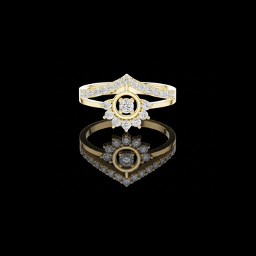 0.50 TCW Trendsetter Round Moissanite Diamond Sunburst Cluster Ring with Split Shank Pave Band