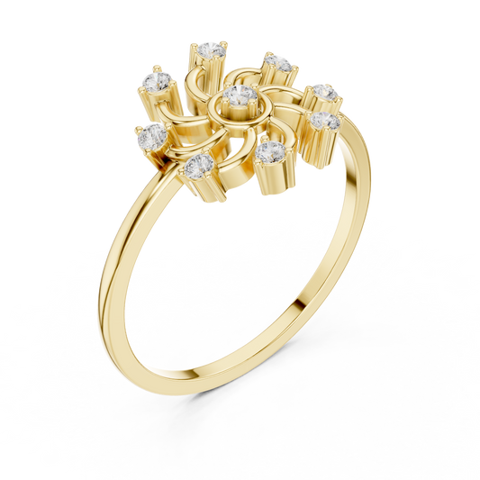 0.025 CT Sunburst Lab Grown Diamond Spiral Ring Celestial Sunflower Jewelry for Women Dainty Luxury Gift