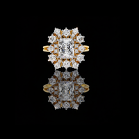 Floral Radiant Cut Lab Diamond Halo Anniversary Ring