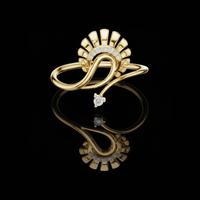 0.50 CT Round Cut Moissanite Diamond Ring With Sunburst and Brilliant Solitaire Accent