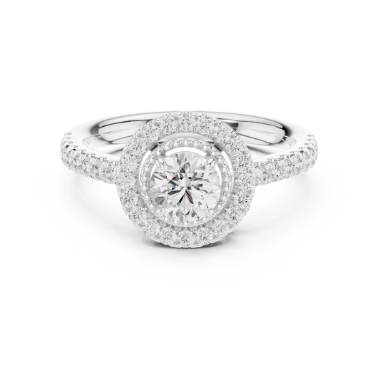 Round Halo Lab Grown Diamond Ring for Women - view 3