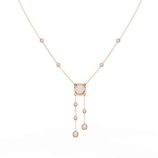 Round Lariat Necklace with Bezel Station Drops - view 3