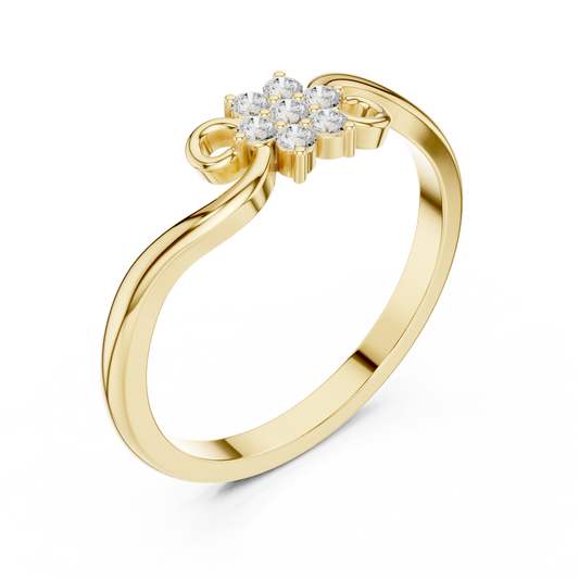 Round Lab Diamond Floral Swirl Delicate Ring - view 4