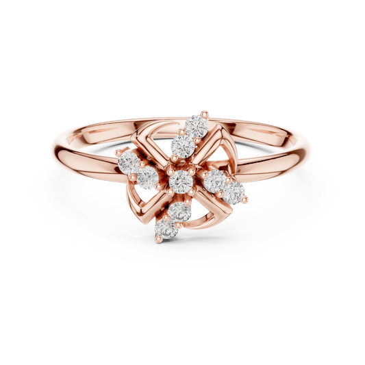 Round Cut Lab Diamond Abstract Floral Cluster Ring - view 2