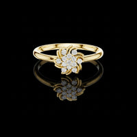 0.25 TCW Swirling Floral Cluster Lab Diamond in Round Cut Sparkling Everyday Fine Ring