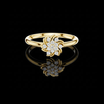 0.25 TCW Swirling Floral Cluster Lab Diamond in Round Cut Sparkling Everyday Fine Ring