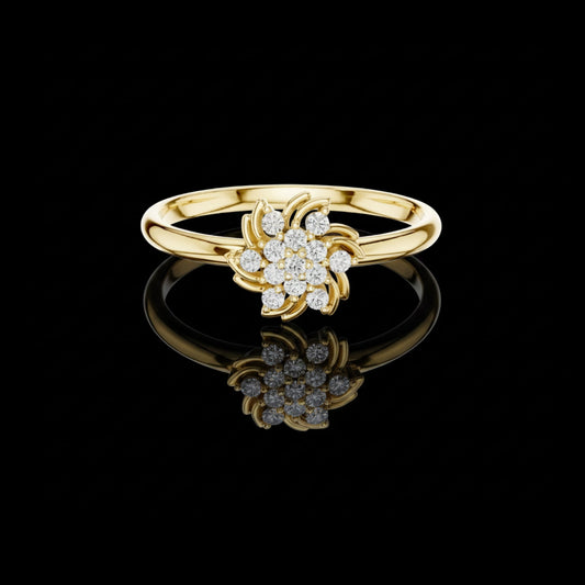 0.25 TCW Swirling Floral Cluster Lab Diamond in Round Cut Sparkling Everyday Fine Ring