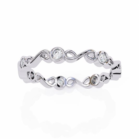 Infinity Bezel Set Round Moissanite Wedding Band Eternity Ring - view 4