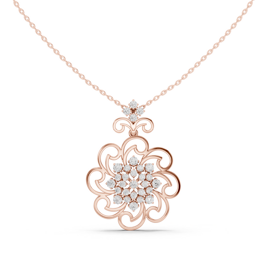 1.02 TCW Iconic Vintage Inspired Floral Swirl Design Lab Grown Diamond Luxury Openwork Pendant Fine Jewelry Gift